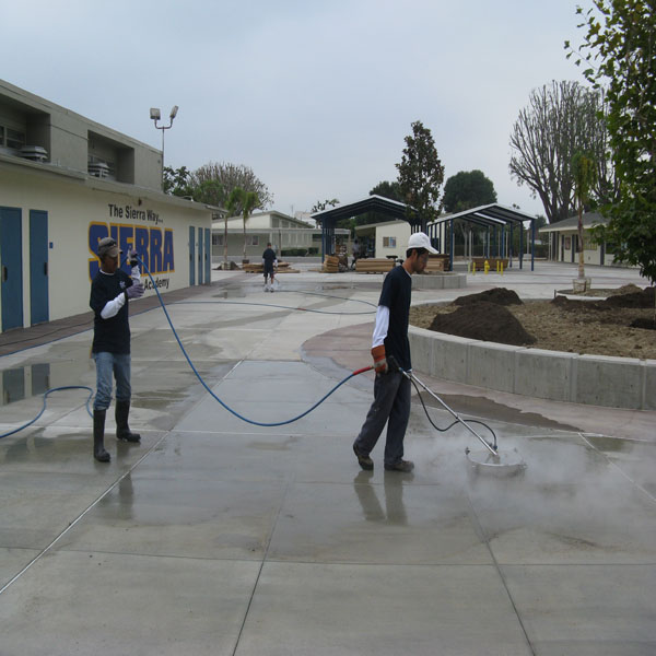 Commercial building exterior pressure washing