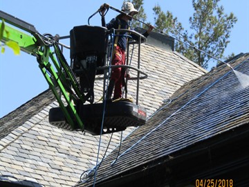 Lift access roof cleaning