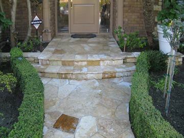 After hardscape cleaning for a residential entry walkway